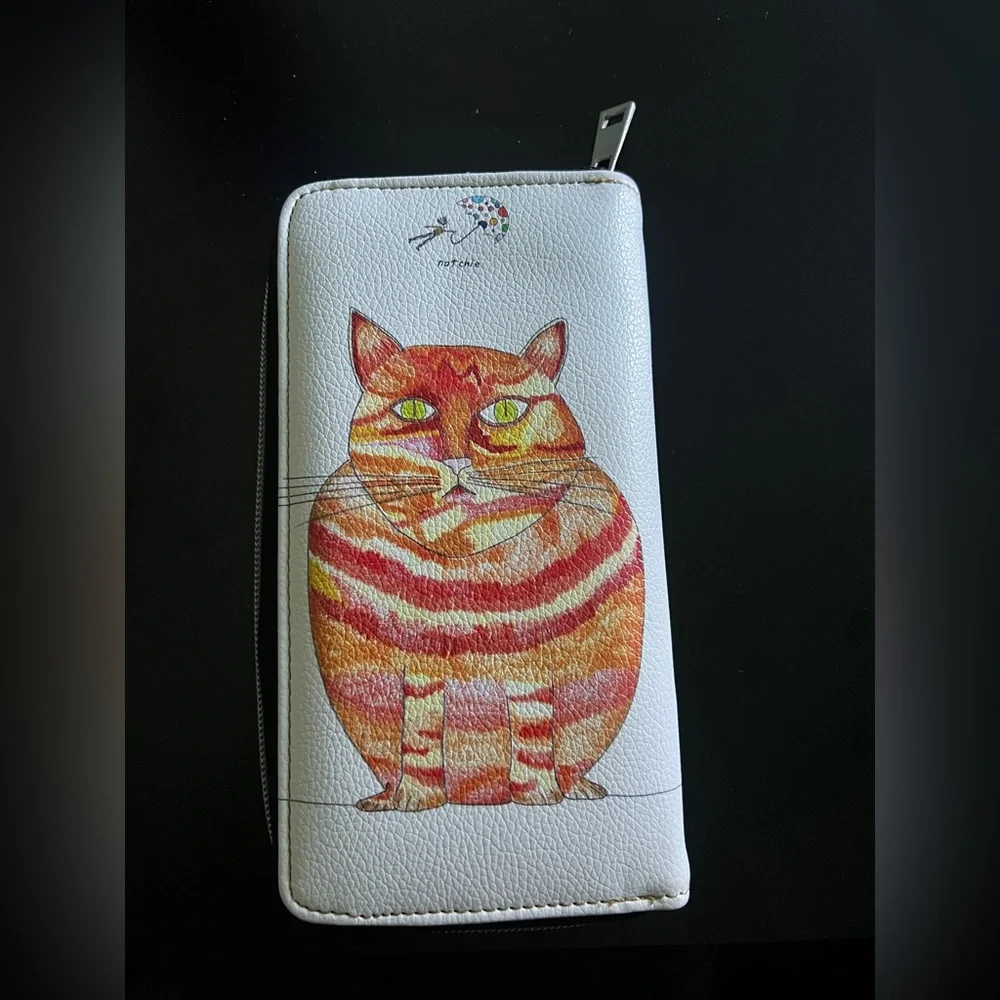 Nathalie Lété Cat Zip Around Wallet – Colorful Tabby Cat Art Wallet